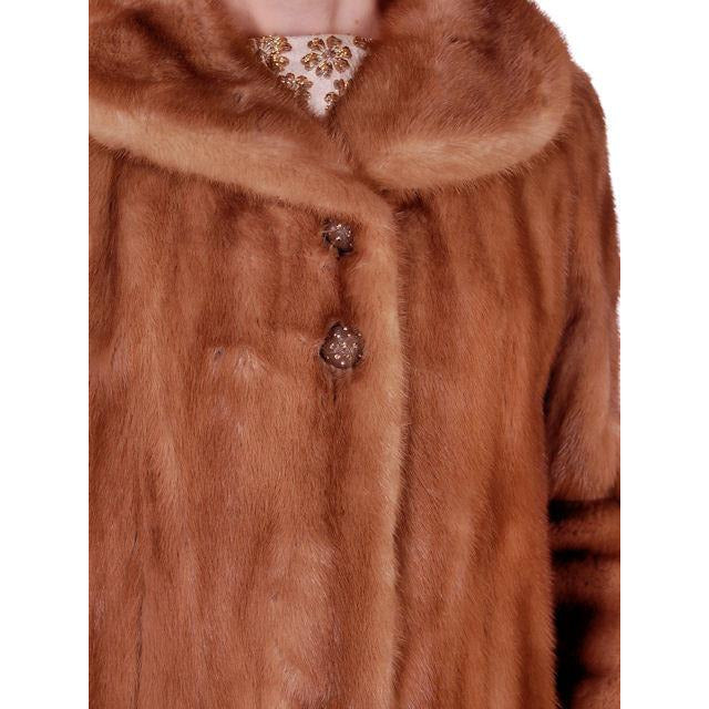 Vintage Mink Coat Autumn Haze Fantastic Buttons 1950s Small Women's The Best Vintage Clothing