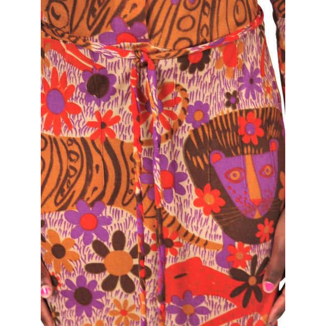 Vintage Dress Form Fitting Mod Silk Dress "Lion" Print 1970'S Size S-M Bessi? Cart2cart The Best Vintage Clothing