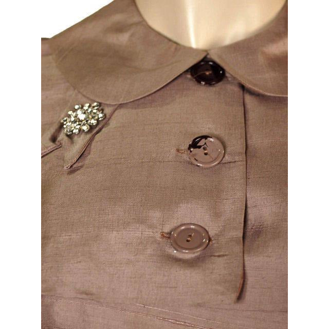 VTG 1950s Mocha Silk Wiggle Cocktail Dress & Capelet Hourglass XS/S Mad Men Women's The Best Vintage Clothing