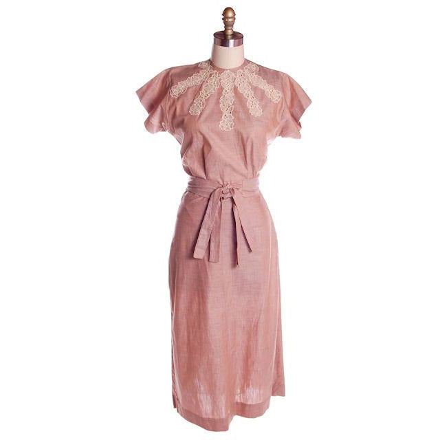 VTG 1940s Maison France Mocha Cotton 3 Pc Dress Set Blouses Skirt Pinup 39-26-37 Women's,New Arrivals Maison France