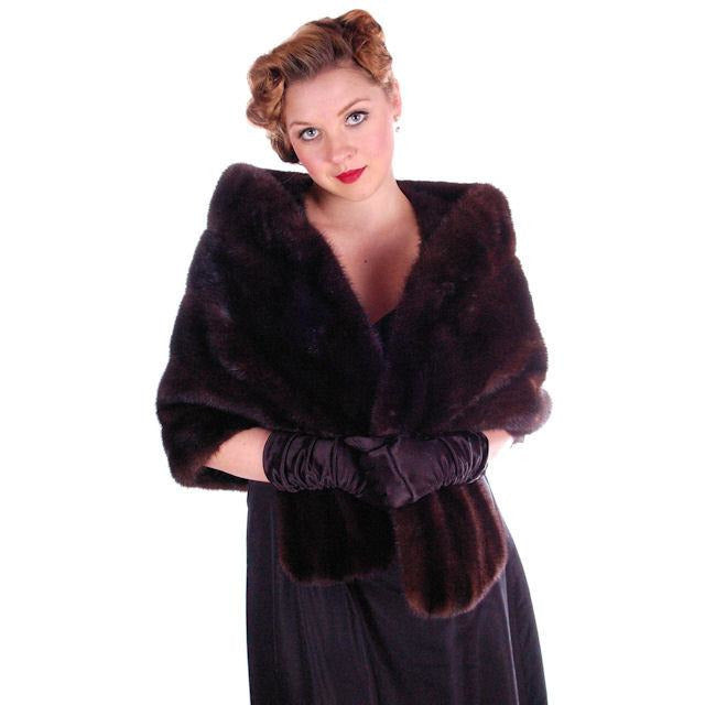 Vintage Fur Stole Natural Silver Blue Mink Cape 1954 Luxury W Appraisal Certificate Women's vendor-unknown