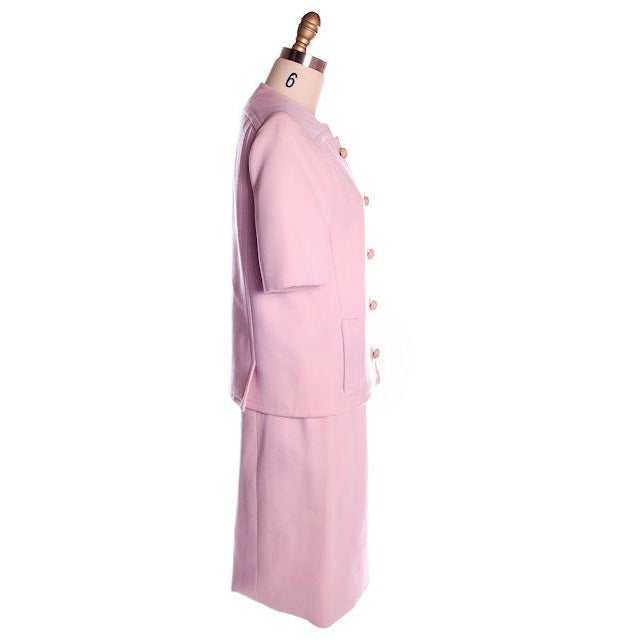 Vintage Pink Wool Suit Ben Zuckerman 1960's SZ 4 Women's Ben Zuckerman