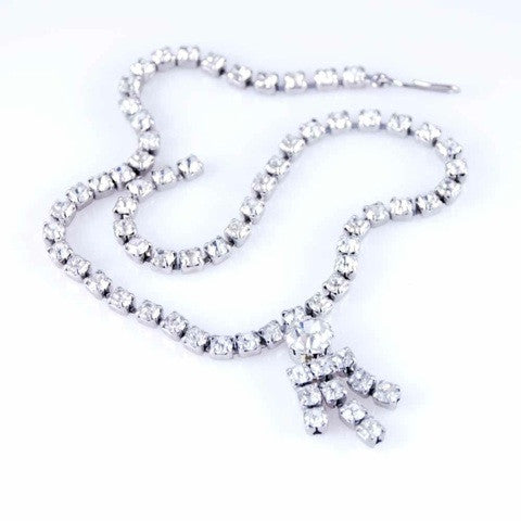 Vintage Prong-Set Rhinestone Necklace W/Drop 1950S On Sale The Best Vintage Clothing