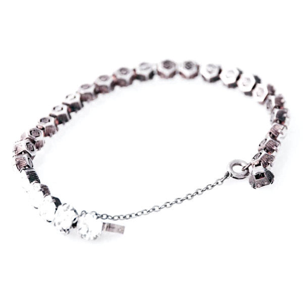 Vintage Single Strand Prong-Set Rhinestone Sterling Bracelet 1940S Cart2cart vendor-unknown