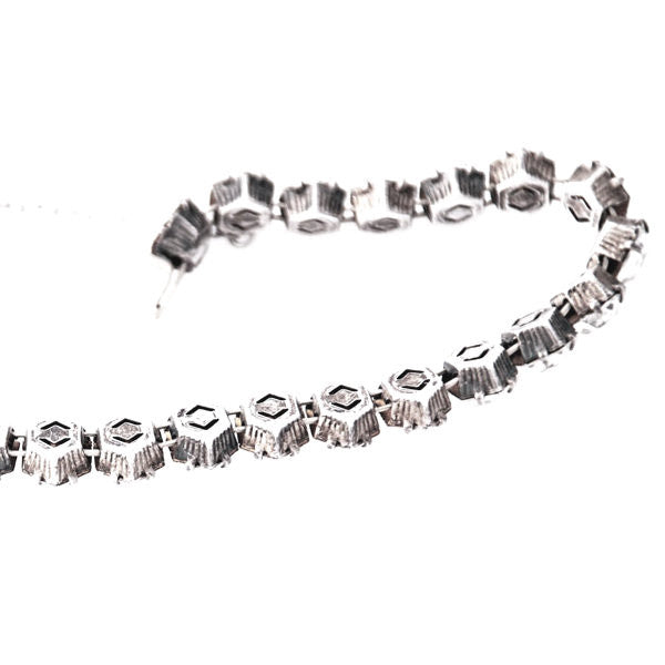Vintage Single Strand Prong-Set Rhinestone Sterling Bracelet 1940S Cart2cart vendor-unknown