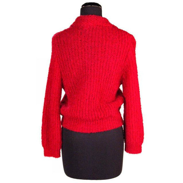 Vintage Schiaparelli Sweater Raspberry Wool 1950S Large Women's Schiaparelli