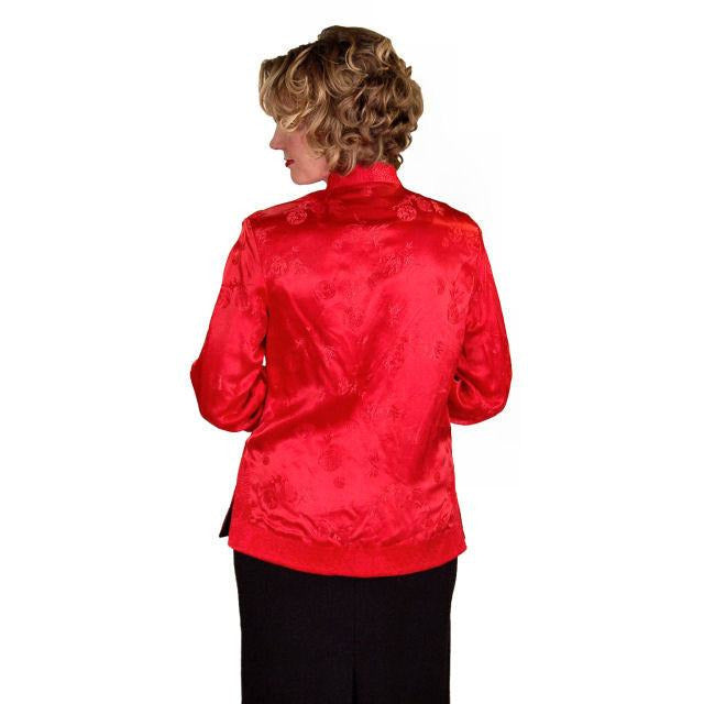 Vintage Ladies Reversible Red Rayon Satin Damask Evening Jacket 1950S M-L Women's The Best Vintage Clothing