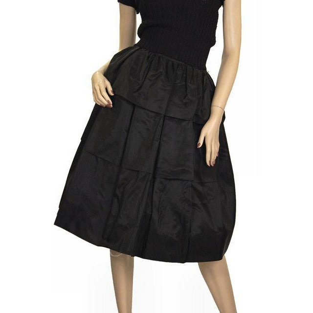 Vintage Womens Full Skirt 3 Tier Ruffled Black Taffeta 1940S 24" Waist XS Cart2cart The Best Vintage Clothing