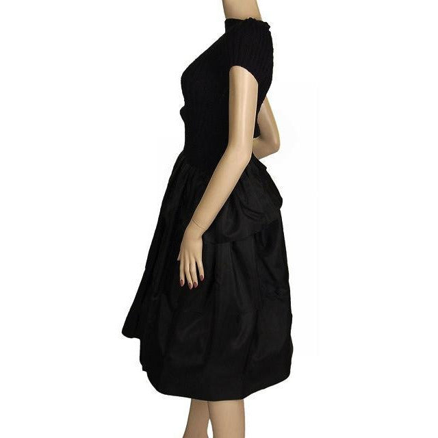 Vintage Womens Full Skirt 3 Tier Ruffled Black Taffeta 1940S 24" Waist XS Cart2cart The Best Vintage Clothing