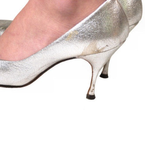 Vintage Shoes Silver Leather Stiletto Heels Tiny Ackerman 1950S 7.5 Shoes,On Sale Tiny Ackerman