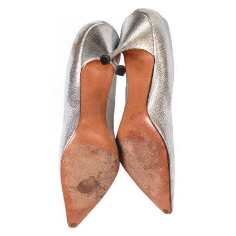 Vintage Shoes Silver Leather Stiletto Heels Tiny Ackerman 1950S 7.5 Shoes,On Sale Tiny Ackerman