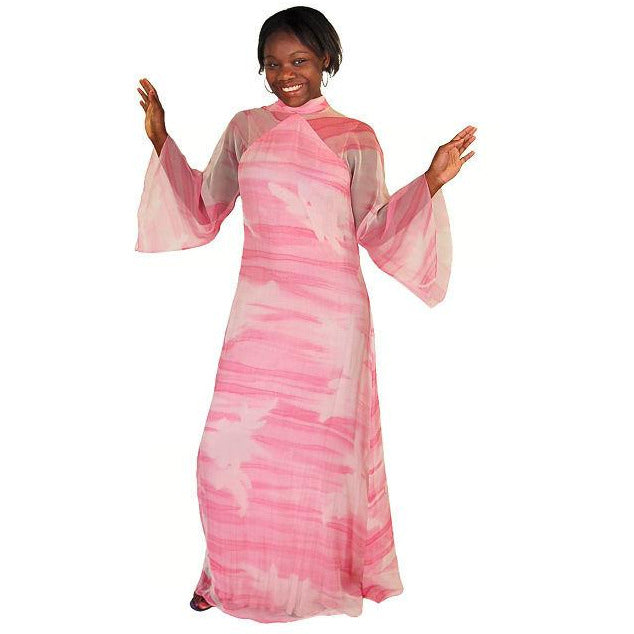 Vintage Silk Chiffon Pink Fantasy Dress Molly Parnis 1970S 34-28-44 Women's Mollie Parnis