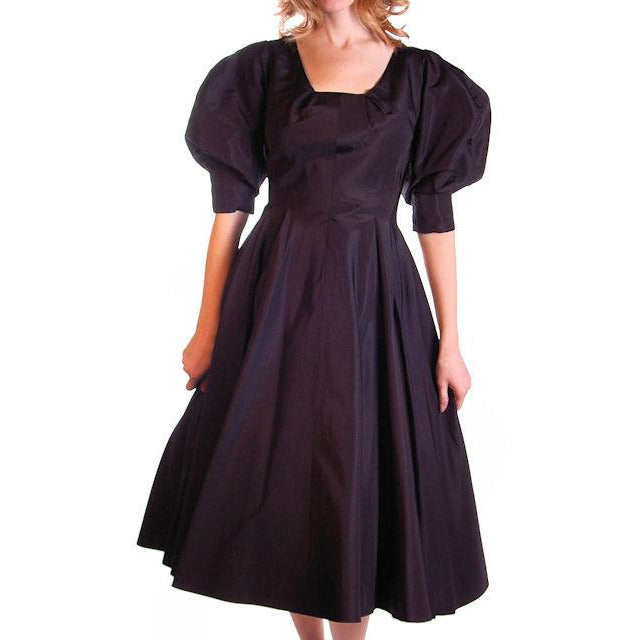 Vintage Black Silk Cocktail Dress Blums-Vogue 1950S MCM Small Fab Sleeves 36-26-Free Cart2cart Vogue