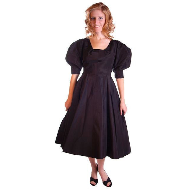 Vintage Black Silk Cocktail Dress Blums-Vogue 1950S MCM Small Fab Sleeves 36-26-Free Cart2cart Vogue