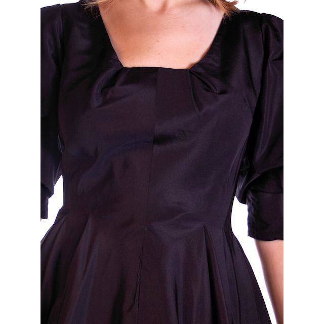 Vintage Black Silk Cocktail Dress Blums-Vogue 1950S MCM Small Fab Sleeves 36-26-Free Cart2cart Vogue