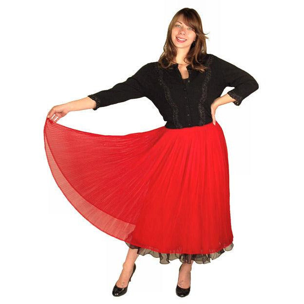 Vintage Skirt Red Pleated Nylon Chiffon 1940S Small 25" Waist - The Best Vintage Clothing
 - 1