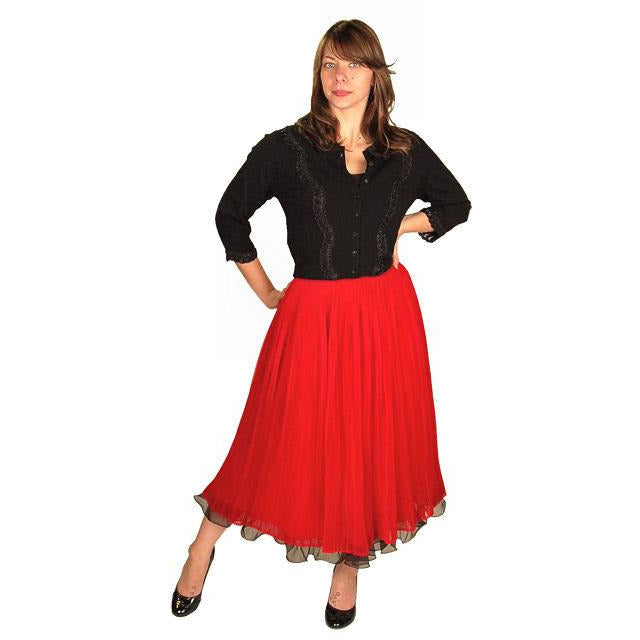 Vintage Skirt Red Pleated Nylon Chiffon 1940S Small 25" Waist Cart2cart The Best Vintage Clothing