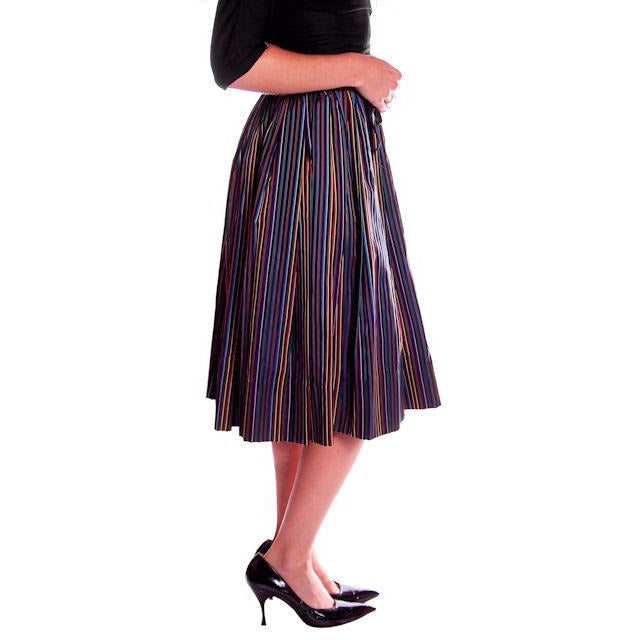 Vintage Skirt Black w/ Bright Primary Stripes 1940's XS On Sale The Best Vintage Clothing