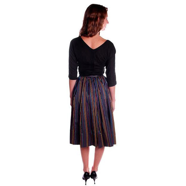 Vintage Skirt Black w/ Bright Primary Stripes 1940's XS On Sale The Best Vintage Clothing
