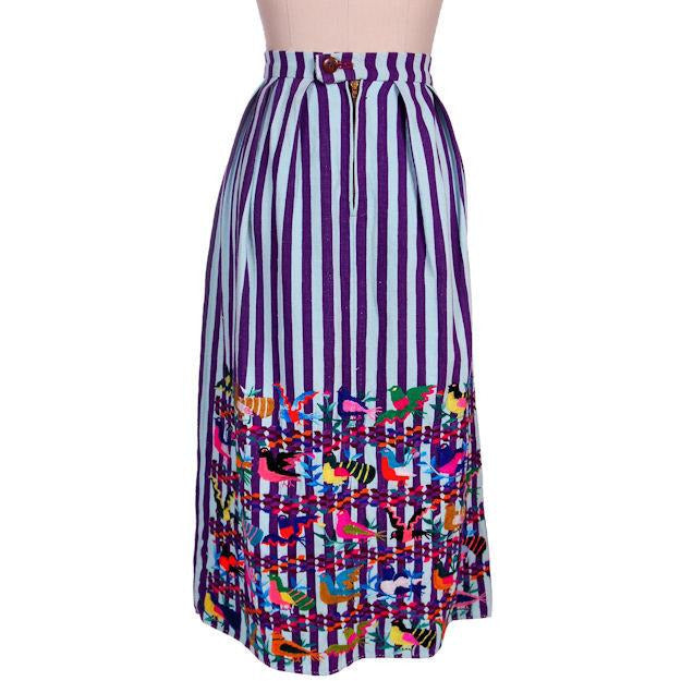 Vintage Skirt Hand Woven w/ Hand Embroidery Embroidered Birds 1940s New Arrivals The Best Vintage Clothing