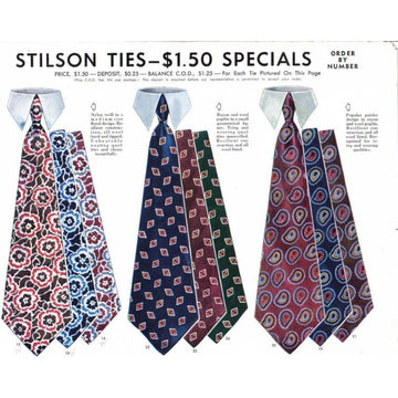 Vintage Mens Necktie Stilson Tie Ad 1940S 8X11 A3 - The Best Vintage Clothing
