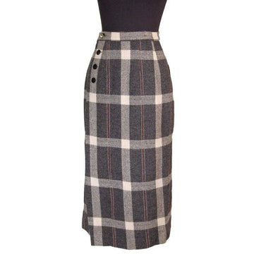 Vintage Retay Pencil Skirt Wool Wrap Gray Plaid NOS 1950S 26" Waist Small On Sale vendor-unknown