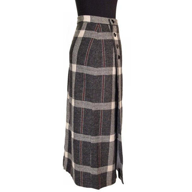 Vintage Retay Pencil Skirt Wool Wrap Gray Plaid NOS 1950S 26" Waist Small On Sale vendor-unknown