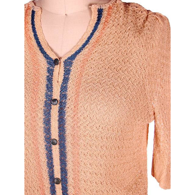 Vintage Womens Rayon Knit 2PC SUit 1930s Beige/Blue 45-34-42 Cart2cart The Best Vintage Clothing