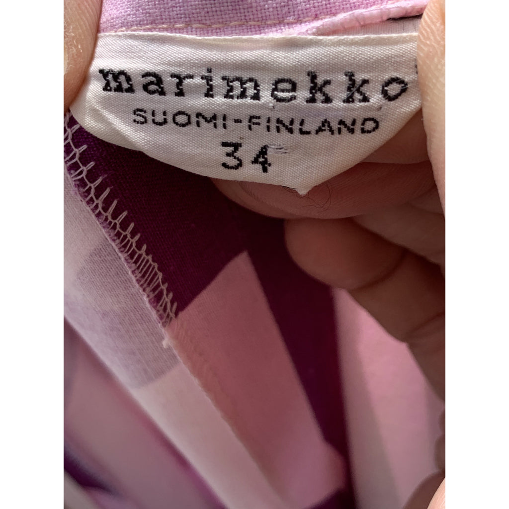 Marimekko ”Linssi” by Kaarina Kellomäki Vintage1966 Mini Dress 34 S Purple Pink Polka Dot marimekko The Best Vintage Clothing